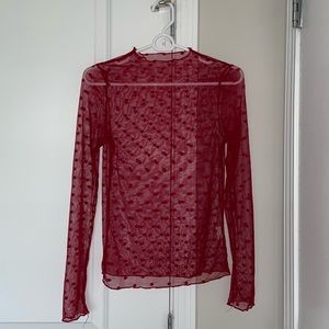 Polka Dot Mesh Long Sleeve Shirt